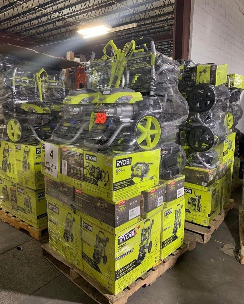 RYOBI pressure washer liquidation pallets